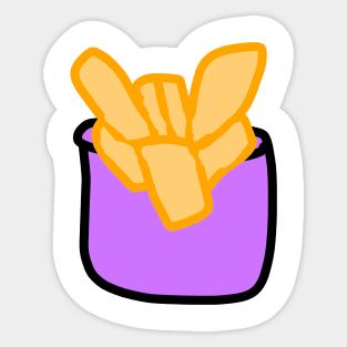 Purple box with yellow fries art Sticker